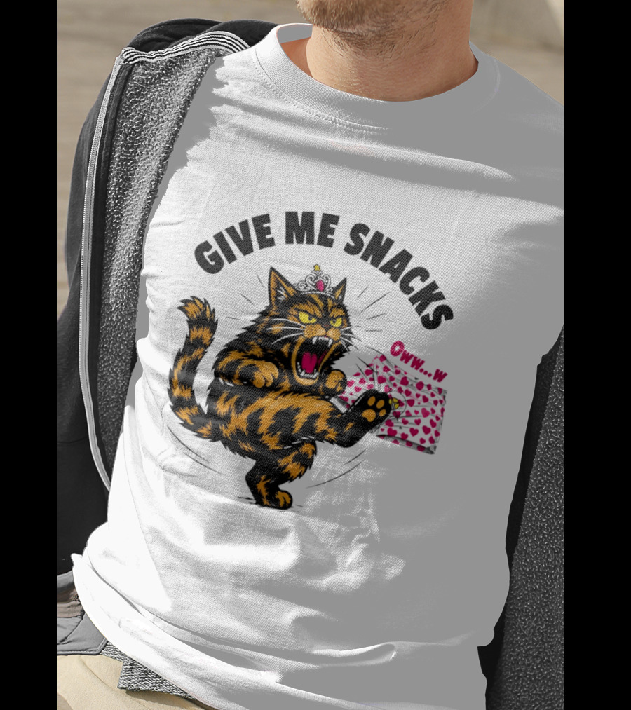 Cat Crown Give Me Snacks Owww W Wild Feline Fun T-Shirt