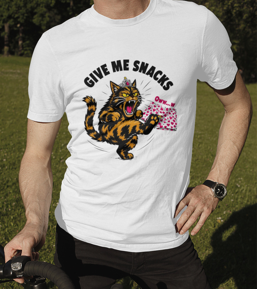 Cat Crown Give Me Snacks Owww W Wild Feline Fun T-Shirt
