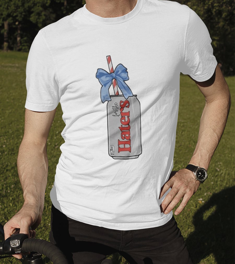 For The Haters Diet Coke Can With Blue Ribbon Bow And Straw T-Shirt