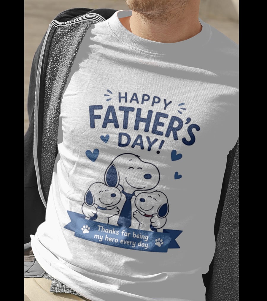 Snoopy Peanuts Happy Father's Day Thanks For Being My Hero Every Day T-Shirt