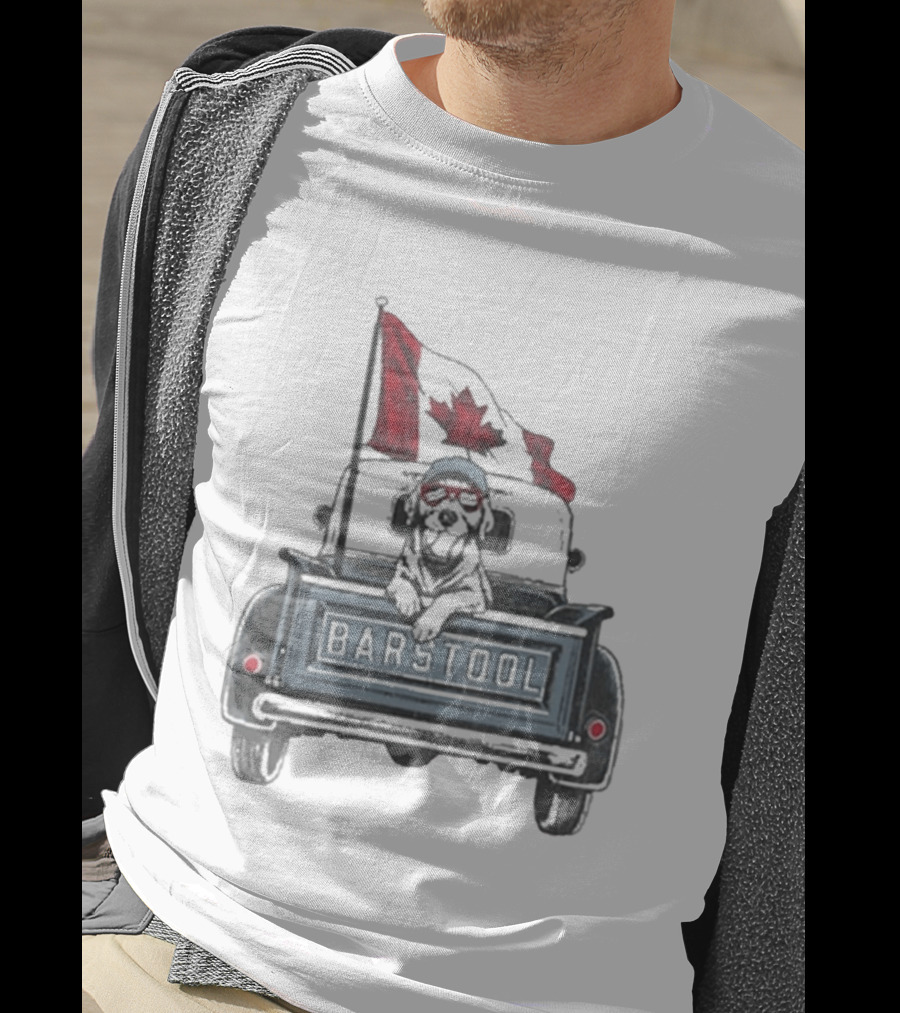 Barstool Truck Life Canadian Flag Dog T-Shirt