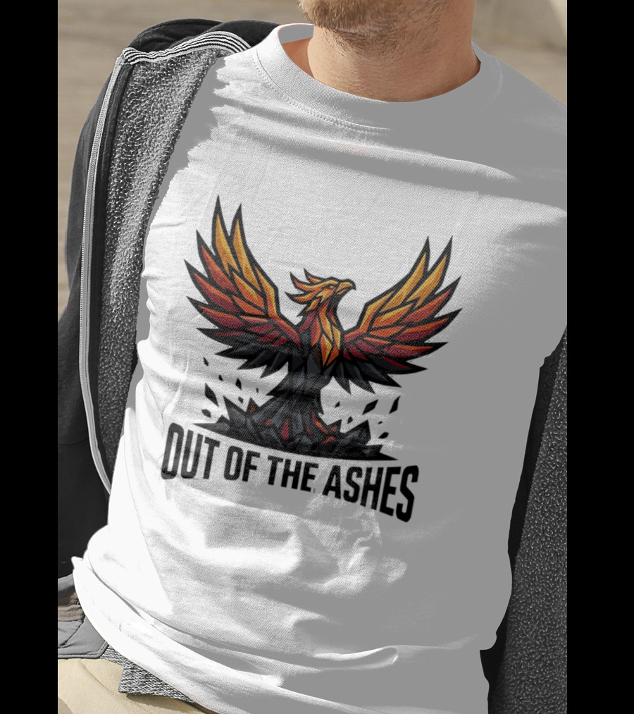 Phoenix Rising Out Of The Ashes Geometric Mythical Bird Fiery Wings T-Shirt
