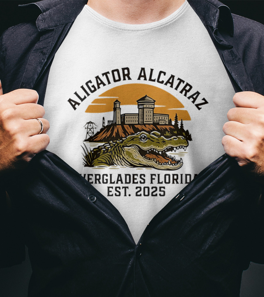 Aligator Alcatraz Everglades Florida Est 2025 T-Shirt