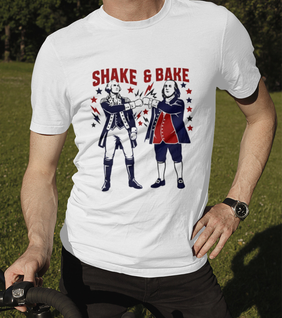 George Washington Benjamin Franklin Shake And Bake Patriotic Founding Fathers 4th Of July T-Shirt