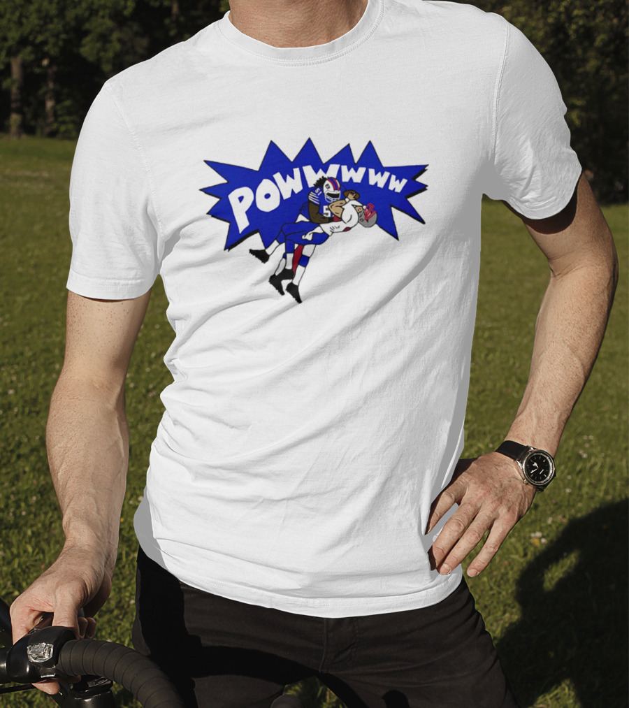 POWWWWW Buffalo Bills Football Tackle Action T-Shirt