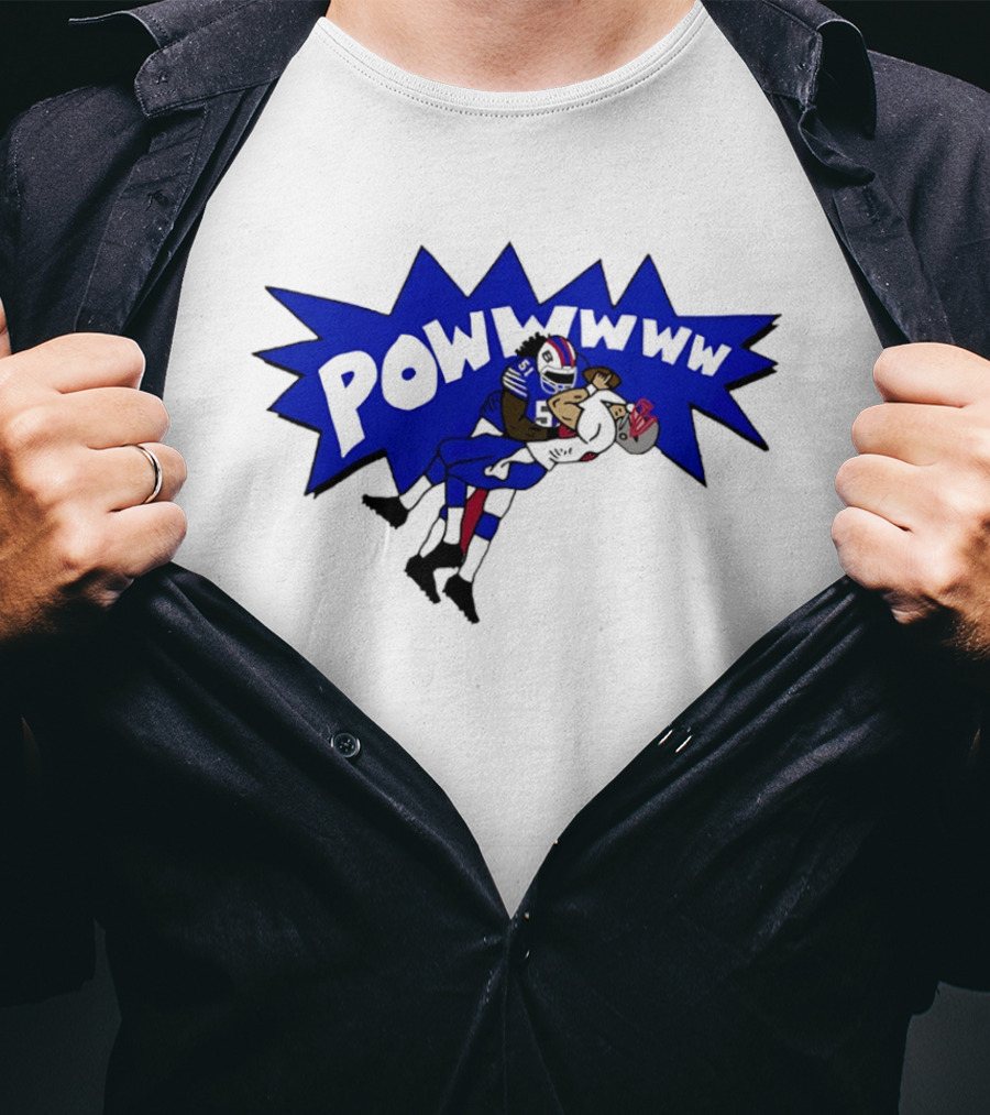 POWWWWW Buffalo Bills Football Tackle Action T-Shirt
