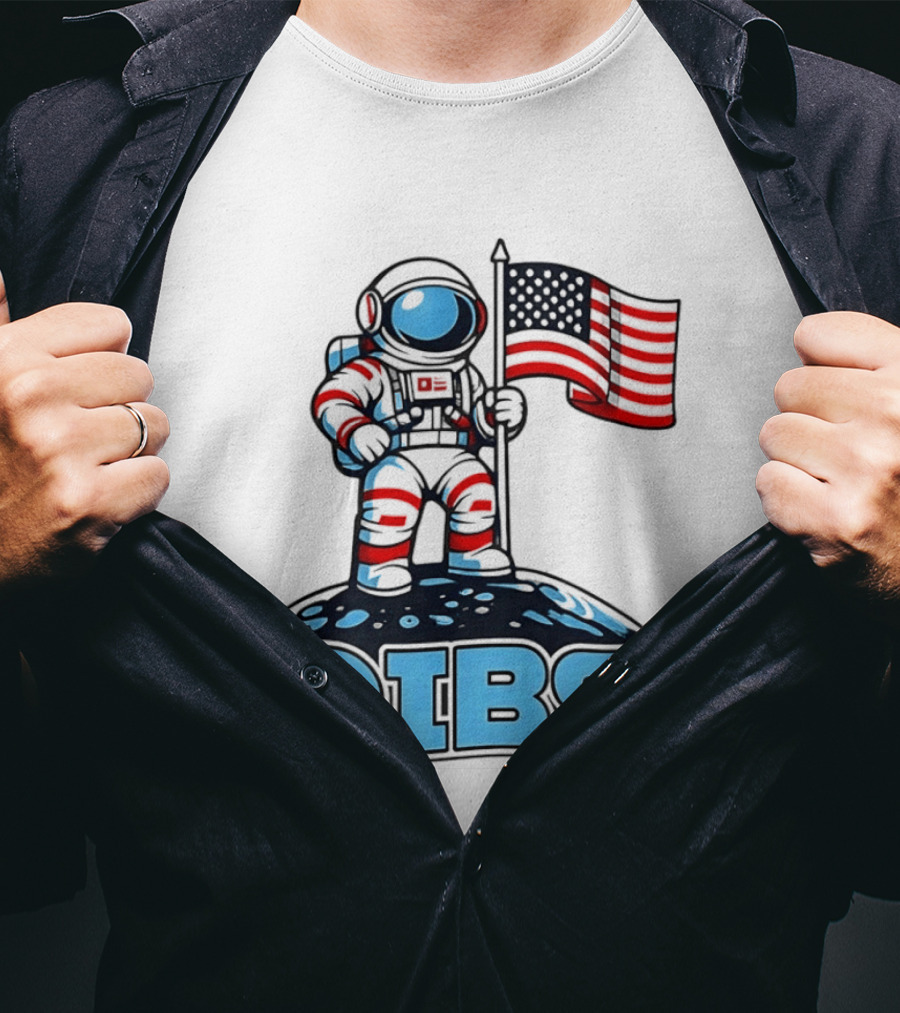 USA Dibs On The Moon Astronaut Space American Flag T-Shirt