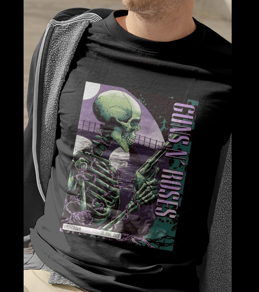 Guns N Roses Amsterdam Ziggo Dome 20 June 2026 Skeleton Bridge T-Shirt