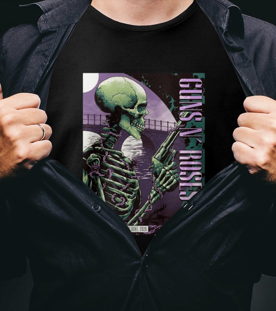 Guns N Roses Amsterdam Ziggo Dome 20 June 2026 Skeleton Bridge T-Shirt