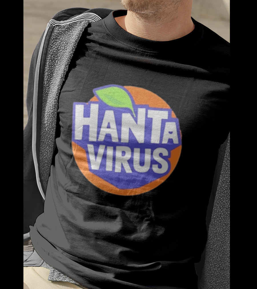 Hanta Virus Fanta Orange Circle With Green Leaf T-Shirt