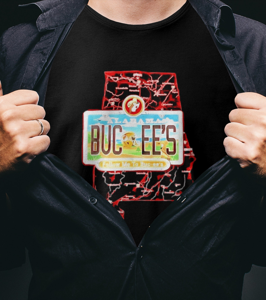 Buc Ee's Alabama Follow Me To Buc Ee's License Plate Map T-Shirt