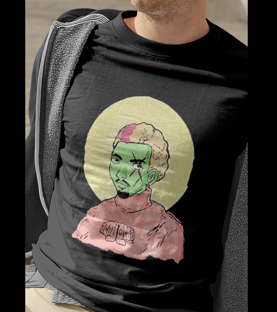 Chris Brown One Of Them Ones Tour 2026 Green Face Pink Hair Halo T-Shirt
