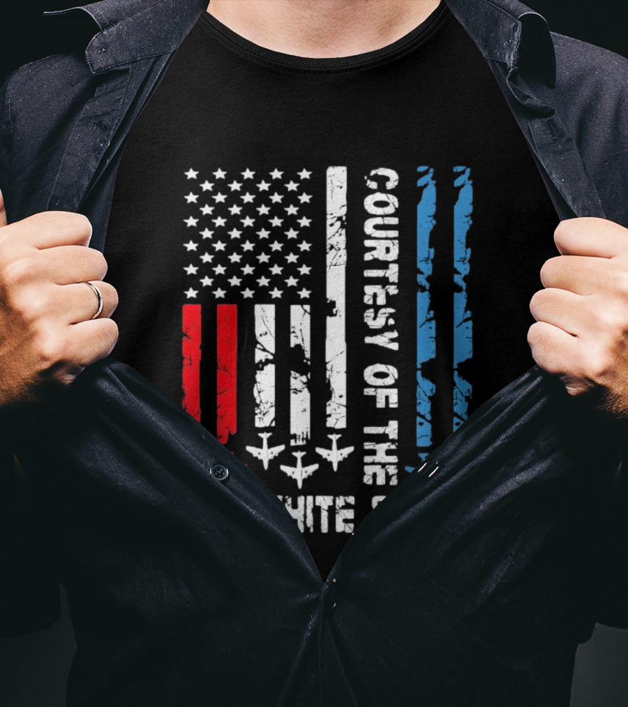Courtesy Of The Red White And Blue American Flag Patriotic Design With Fighter Jets T-Shirt