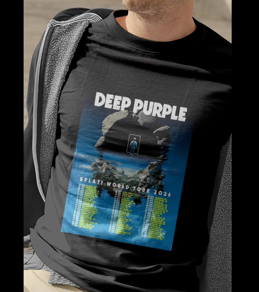 Deep Purple Splat World Tour 2026 Schedule And Dates Raleigh To Mexico City T-Shirt