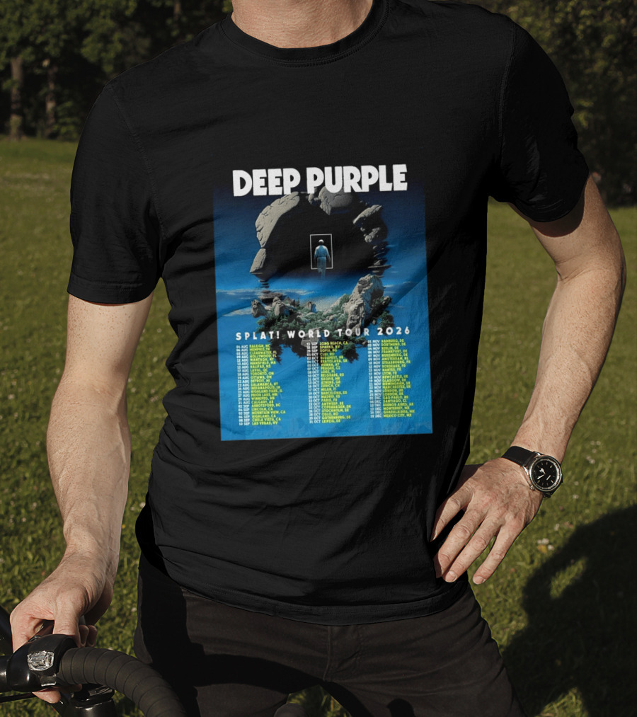 Deep Purple Splat World Tour 2026 Schedule And Dates Raleigh To Mexico City T-Shirt