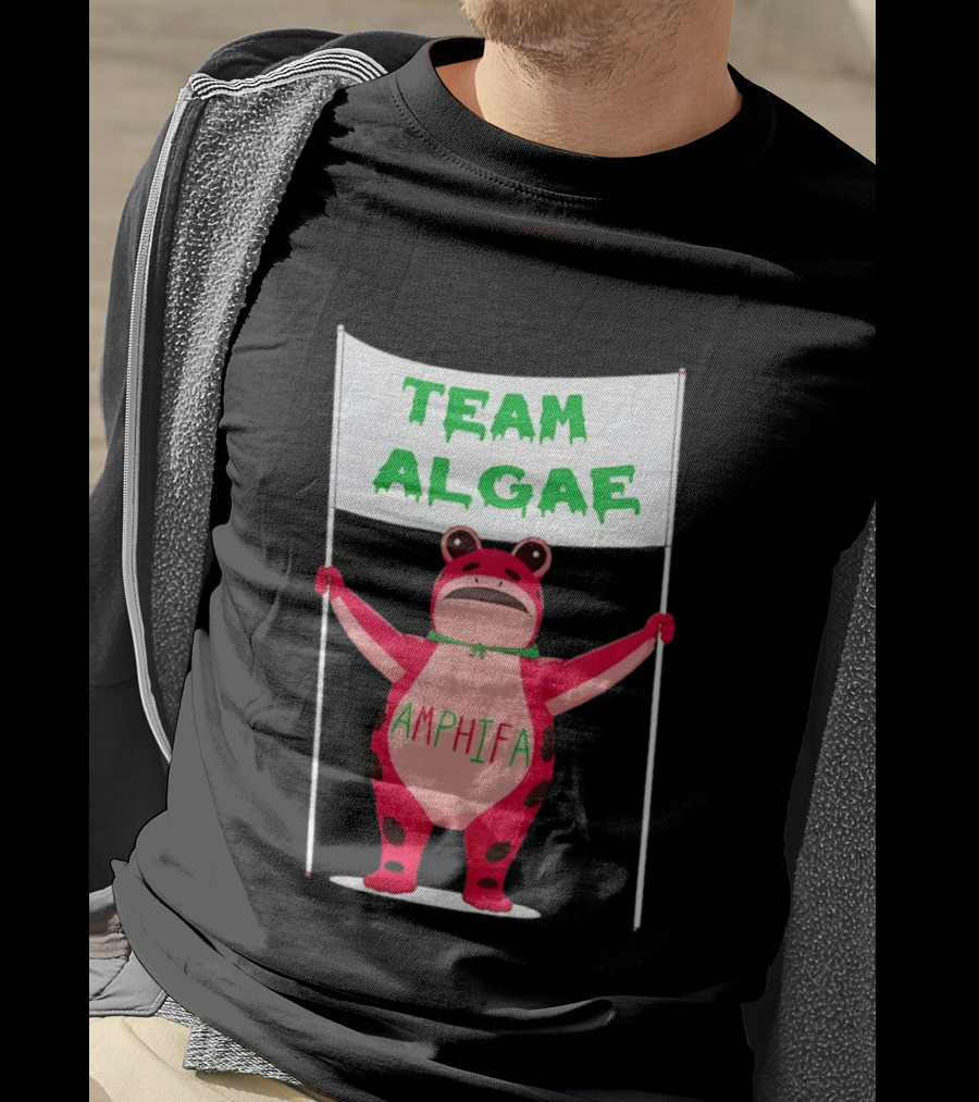 Team Algae Amphifa Frog Holding Banner T-Shirt