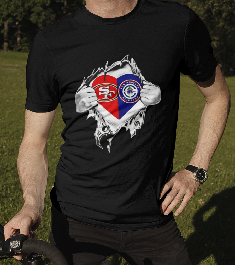 LA Clippers San Francisco 49ers Heart Scratch Dual T-Shirt