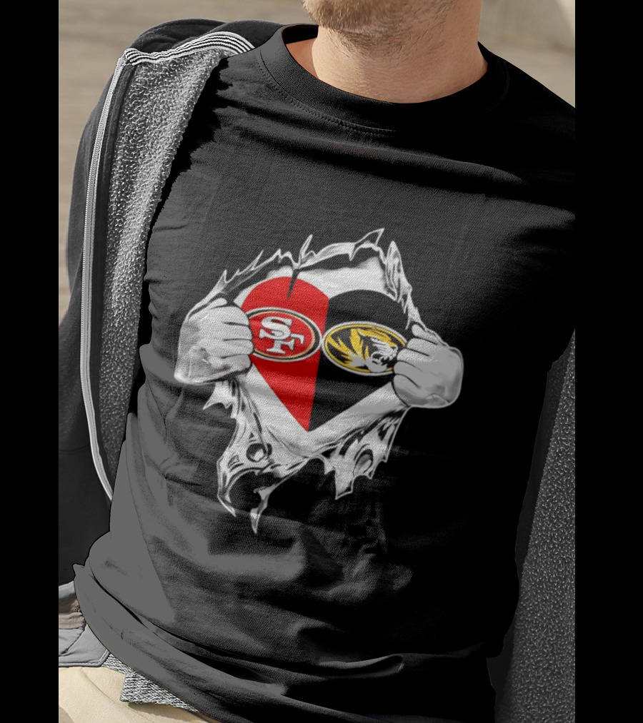 Missouri Tigers San Francisco 49ers Heart Logo Fan Passion T-Shirt
