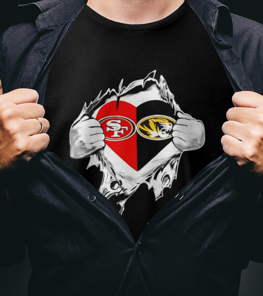 Missouri Tigers San Francisco 49ers Heart Logo Fan Passion T-Shirt