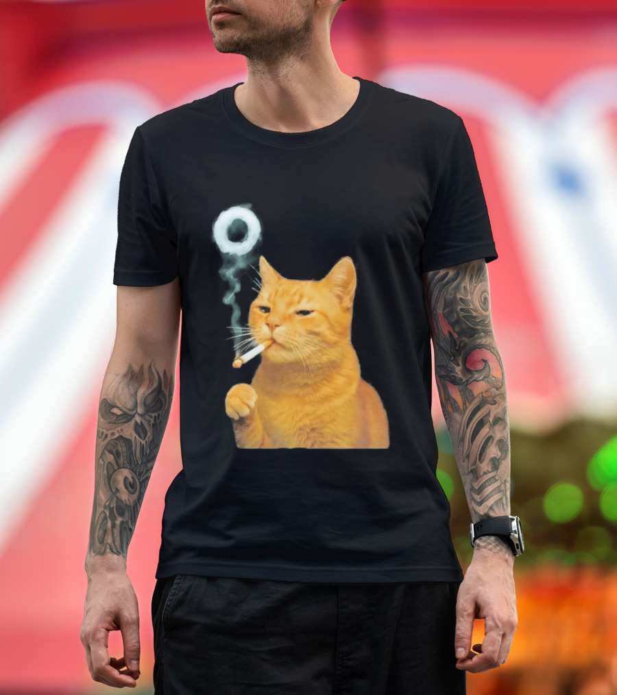 Smoking Cat With Cigarette And Smoke Ring T-Shirt