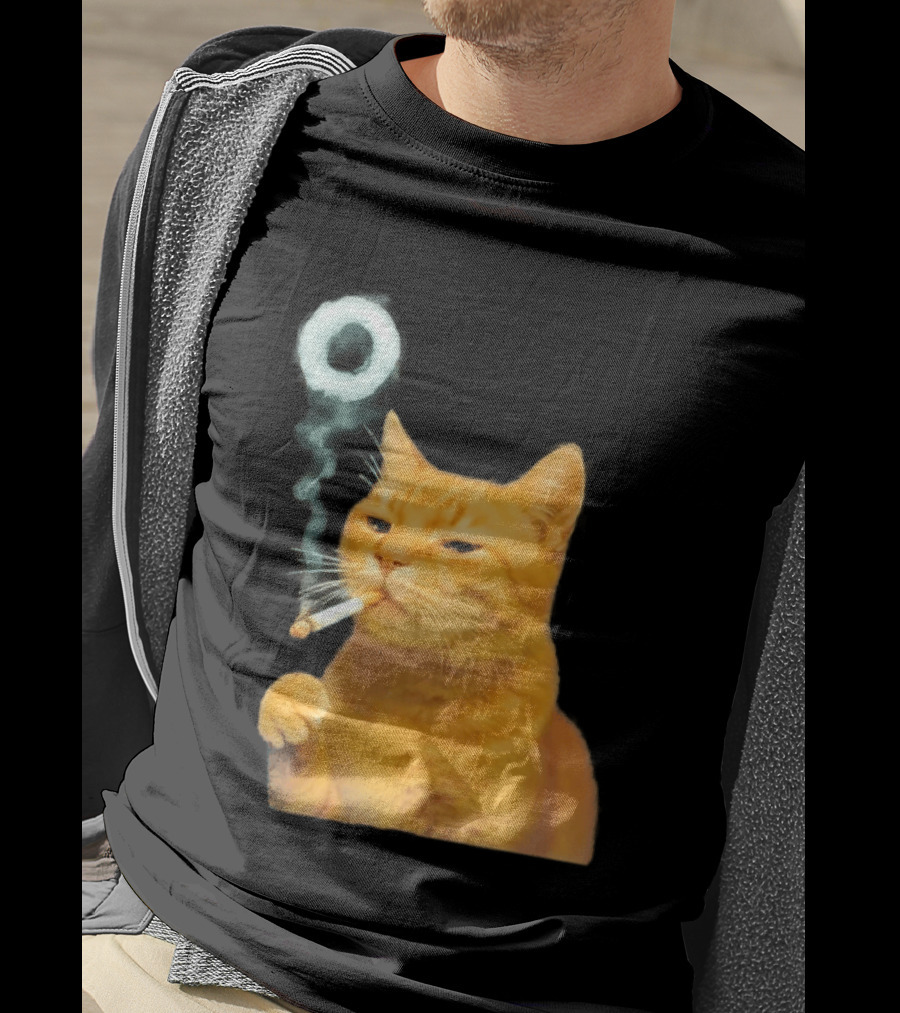 Smoking Cat With Cigarette And Smoke Ring T-Shirt