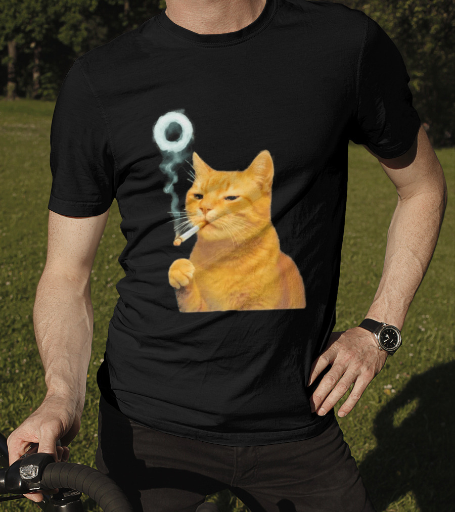 Smoking Cat With Cigarette And Smoke Ring T-Shirt