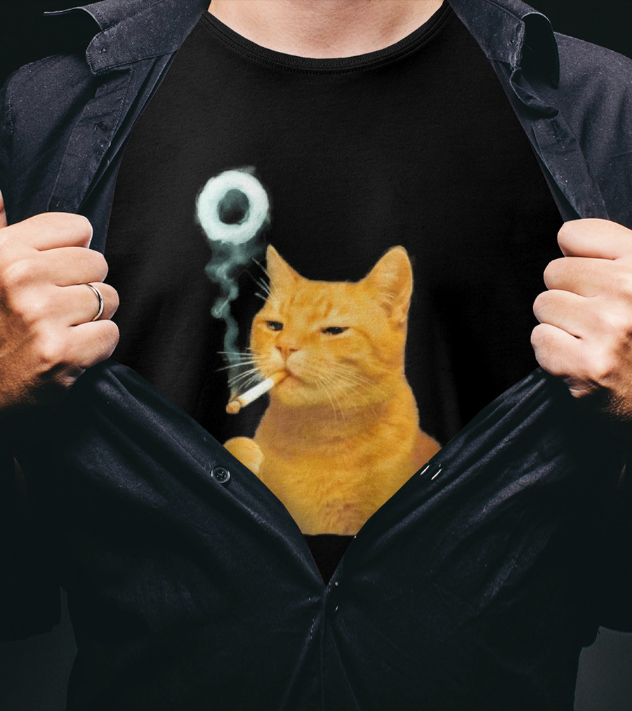 Smoking Cat With Cigarette And Smoke Ring T-Shirt