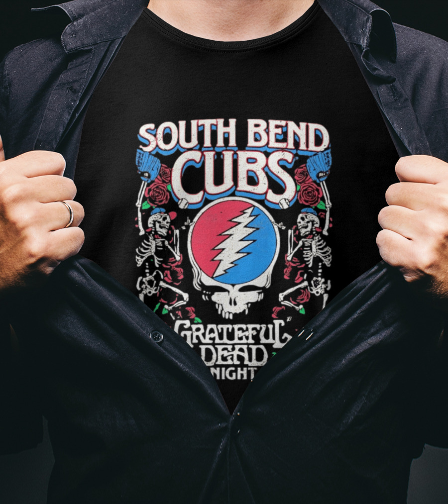 South Bend Cubs 2026 Grateful Dead Night Steal Your Face Baseball Skeleton T-Shirt