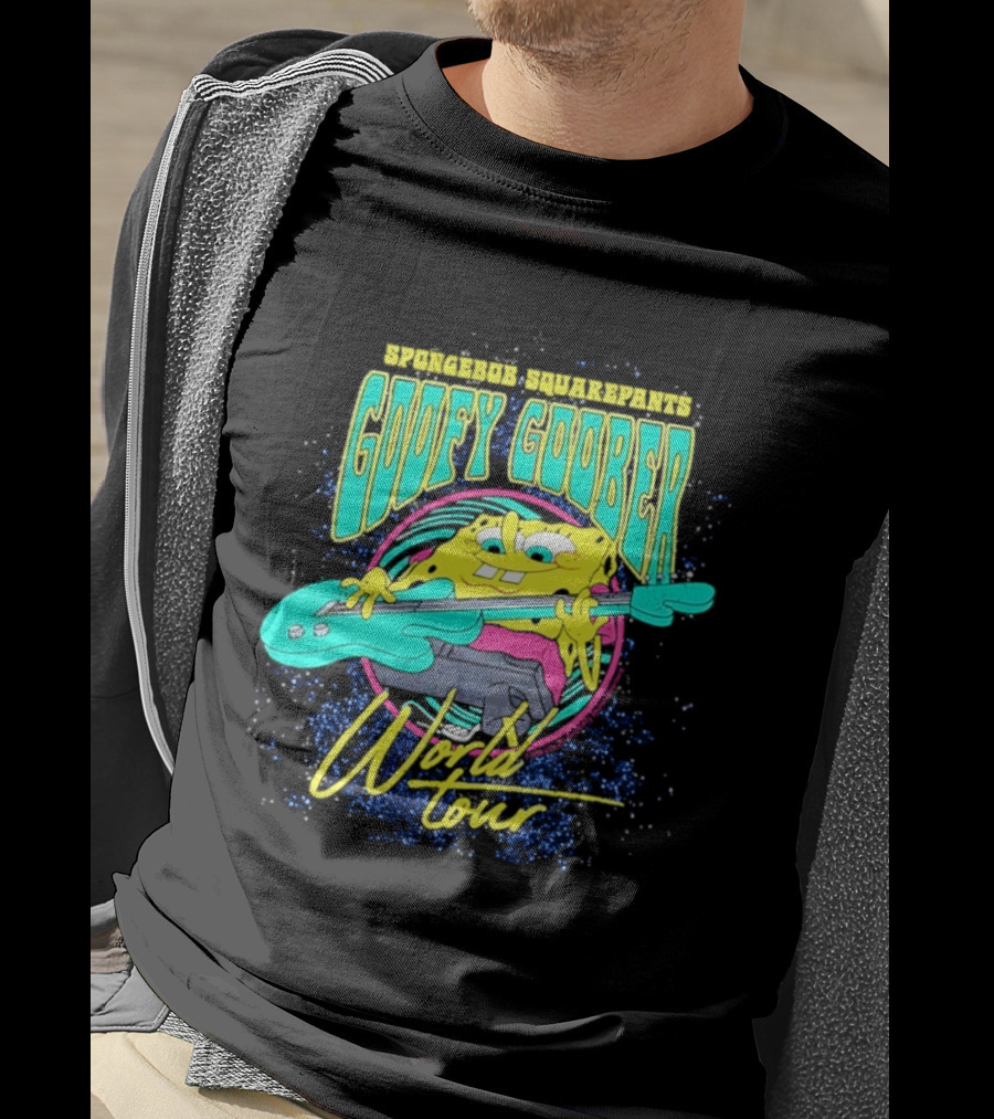 Sponge SquarePants Goofy Goober World Tour Rocking Out With Guitar T-Shirt