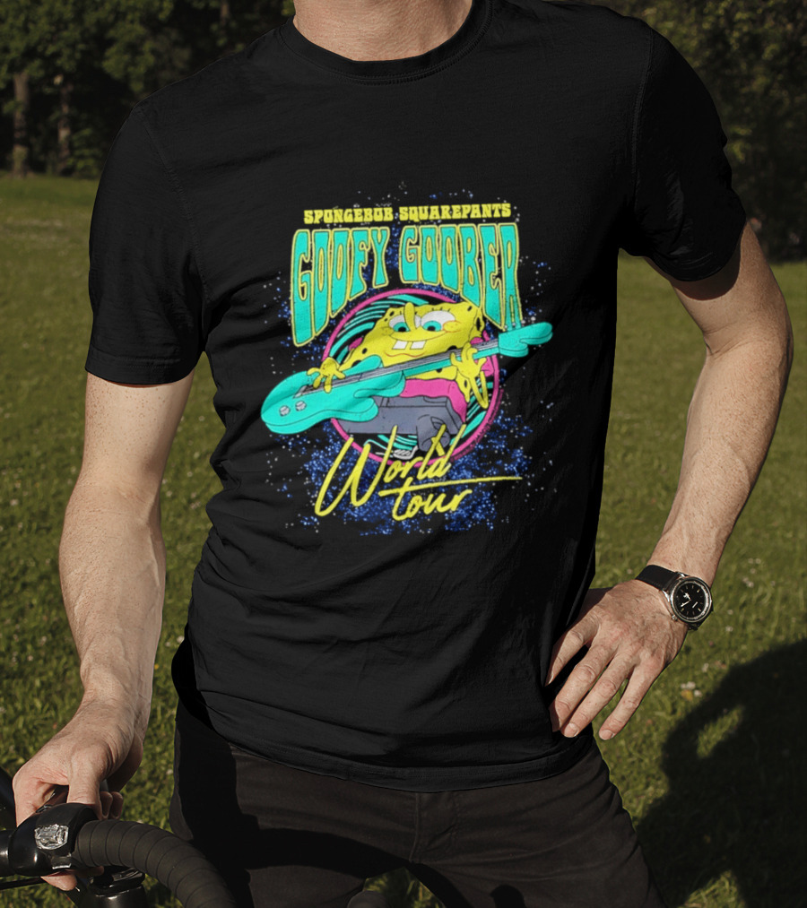 Sponge SquarePants Goofy Goober World Tour Rocking Out With Guitar T-Shirt