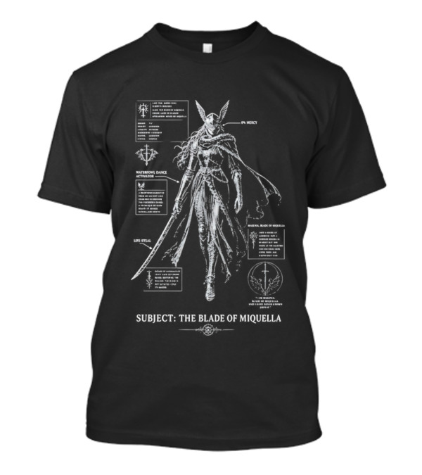 Subject The Blade Of Miquella Schematic Fantasy Character Detailed Diagram T-Shirt