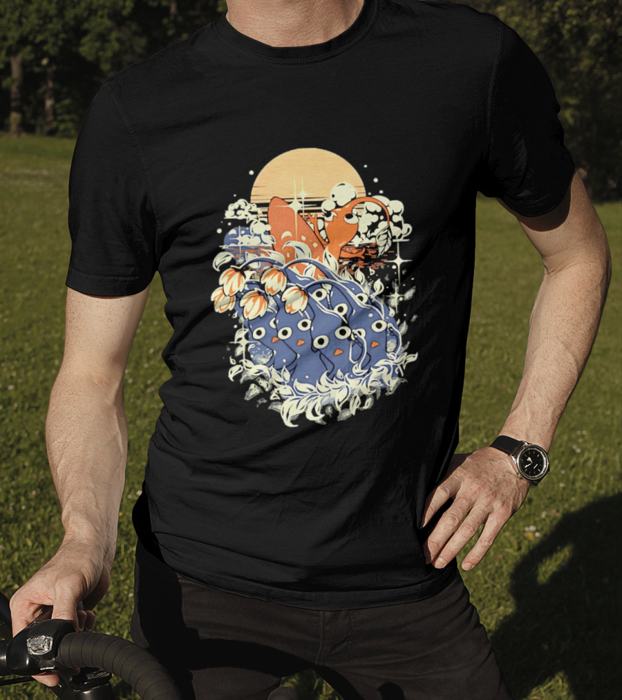 Surfing Pikmin Good Wave Sunset Retro Adventure T-Shirt