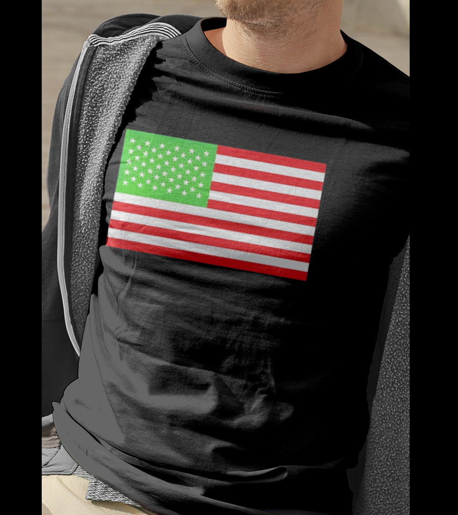 Team Algae Reflecting Pond Green Stars United States National Flag USA 4th Of July T-Shirt