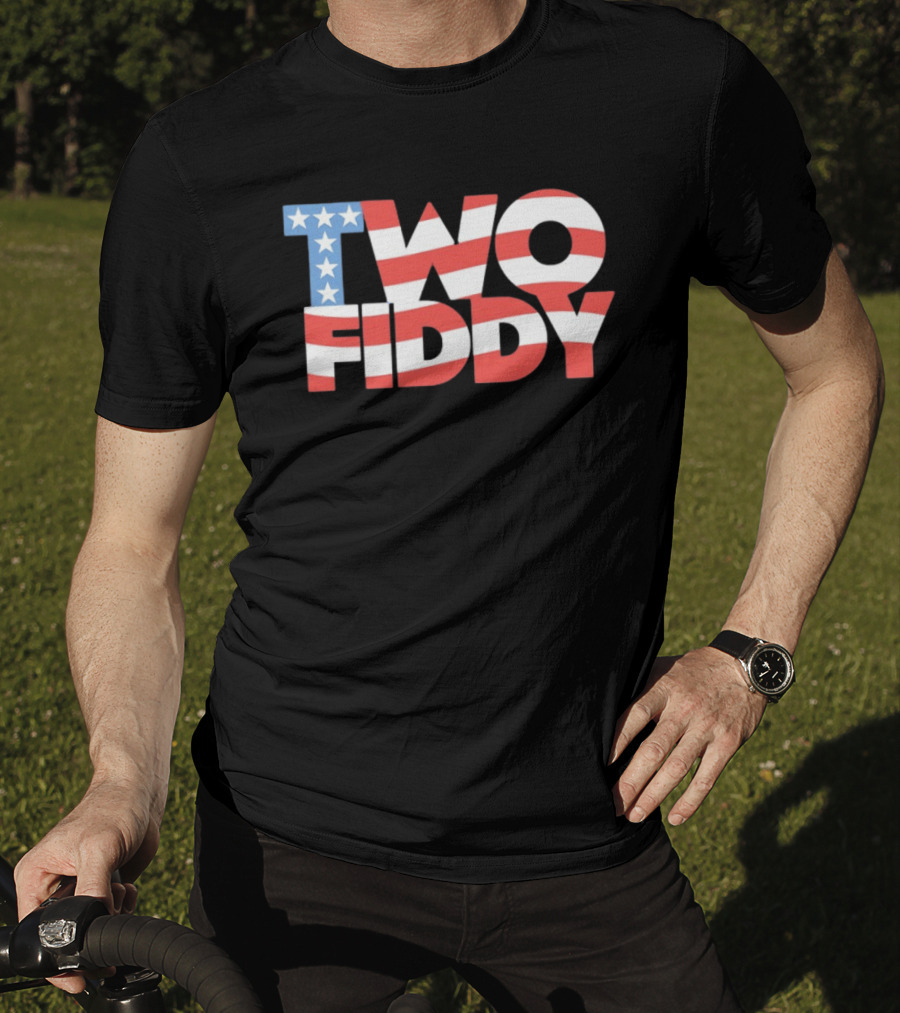 Two Fiddy American Flag Red White Blue Stars Stripes T-Shirt