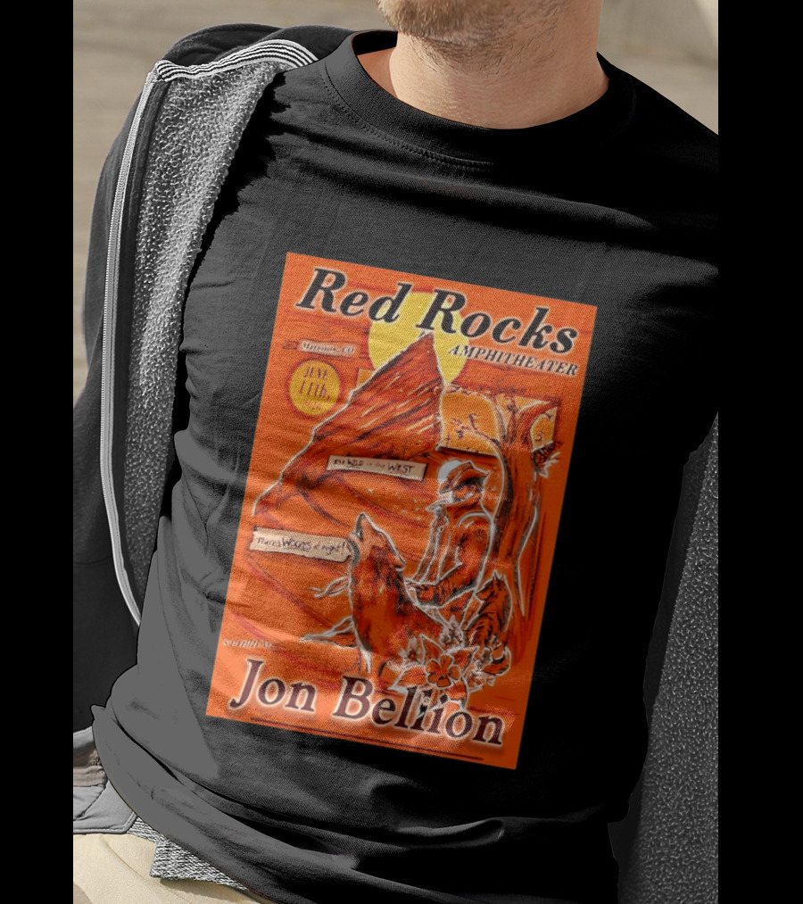 Red Rocks Amphitheater Jon Bellion Concert June 11th 2026 Cowboy And Wolf In Wild West Morrison Colorado T-Shirt