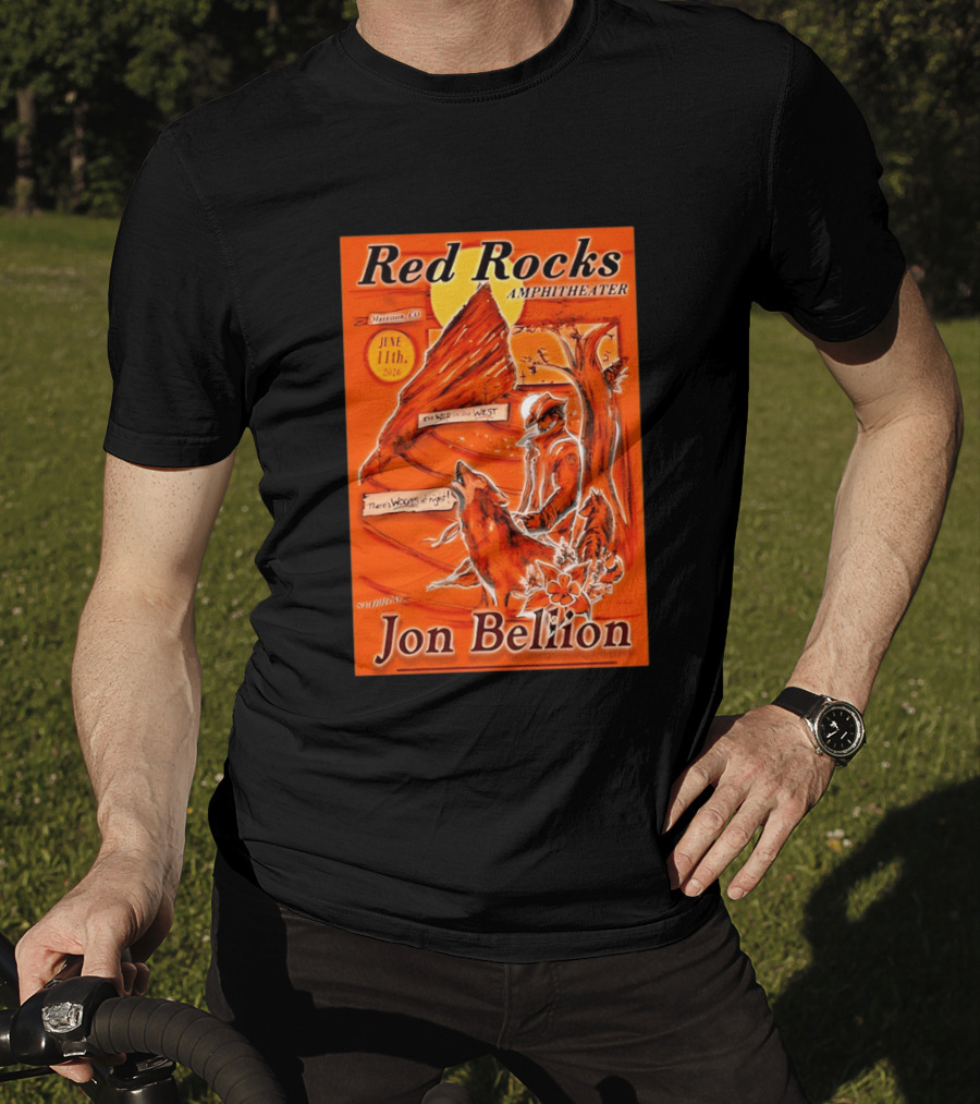 Red Rocks Amphitheater Jon Bellion Concert June 11th 2026 Cowboy And Wolf In Wild West Morrison Colorado T-Shirt
