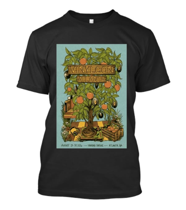 VinylCon Atlanta August 29 30 2026 Yaarab Shrine Georgia Peach Tree Records T-Shirt