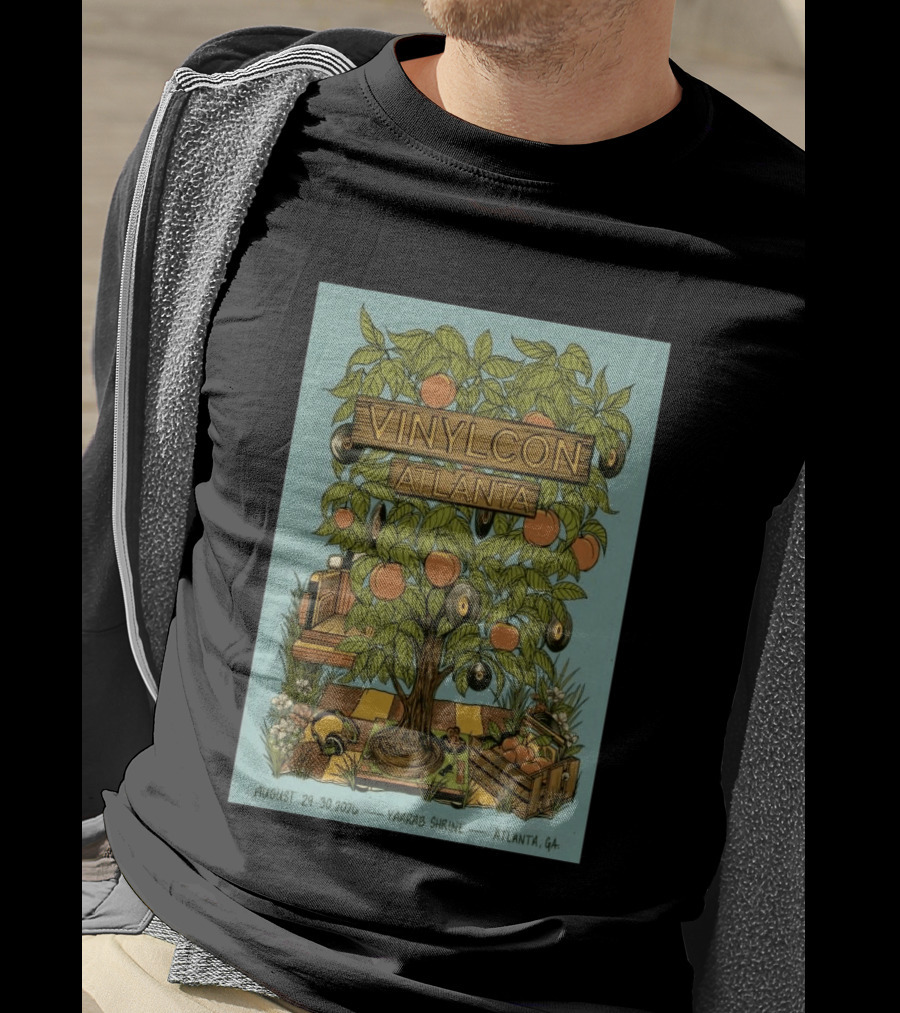 VinylCon Atlanta August 29 30 2026 Yaarab Shrine Georgia Peach Tree Records T-Shirt