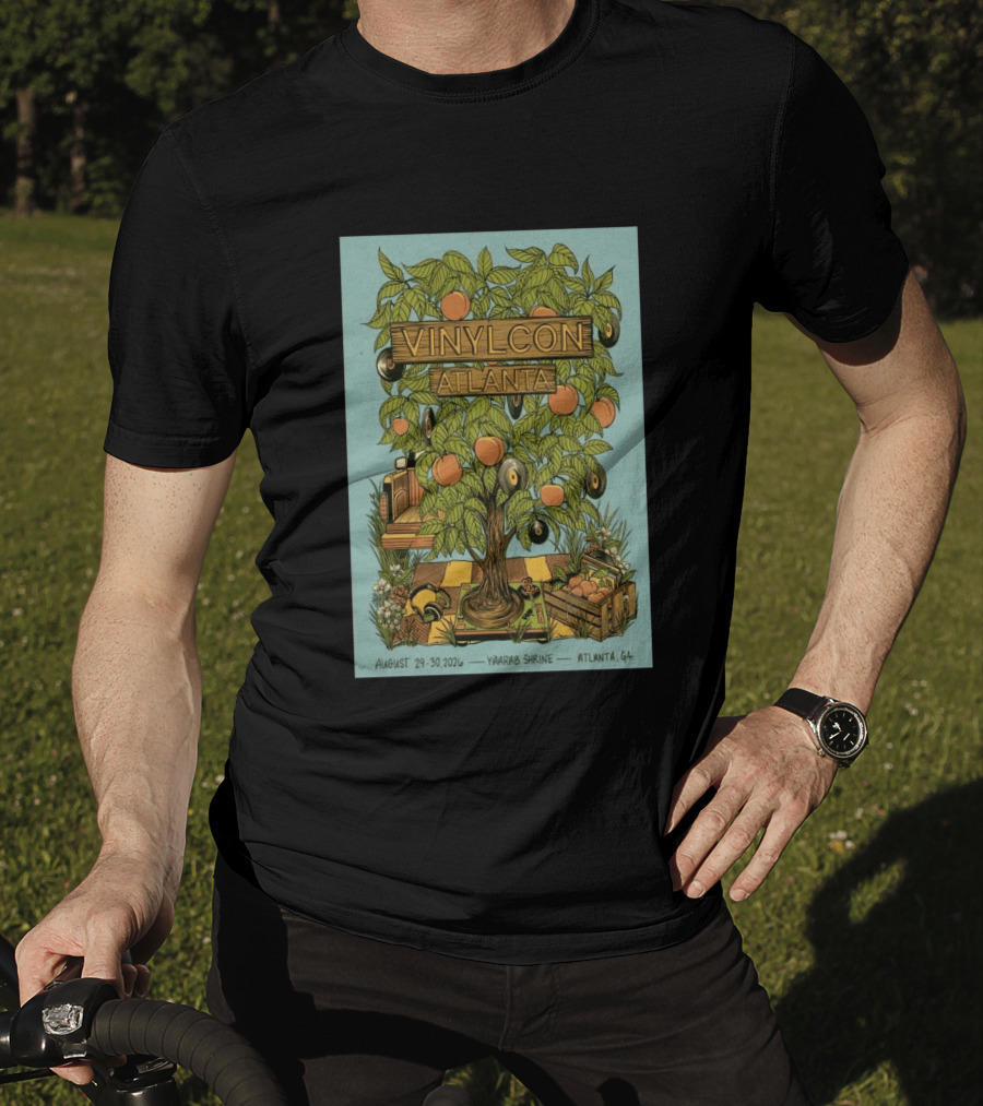 VinylCon Atlanta August 29 30 2026 Yaarab Shrine Georgia Peach Tree Records T-Shirt
