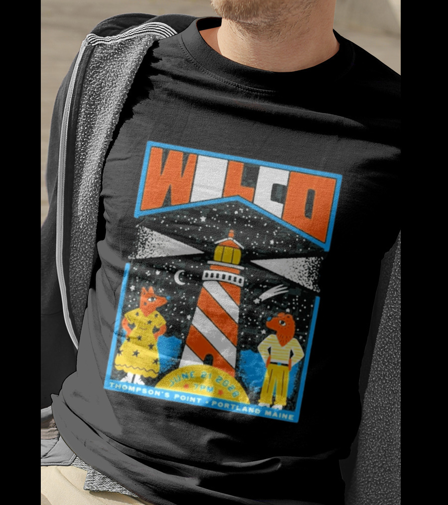 Wilco June 21 2026 Thompson's Point Portland Maine Lighthouse Concert Tour T-Shirt