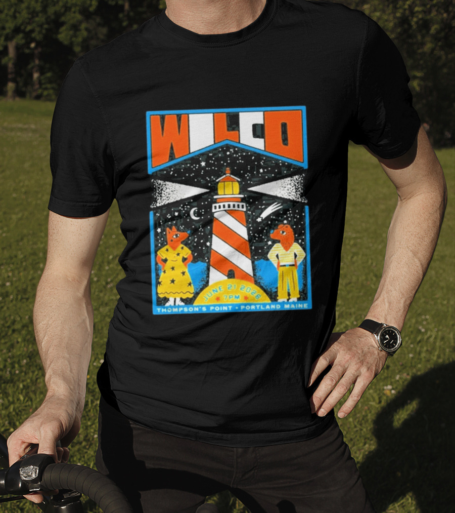 Wilco June 21 2026 Thompson's Point Portland Maine Lighthouse Concert Tour T-Shirt