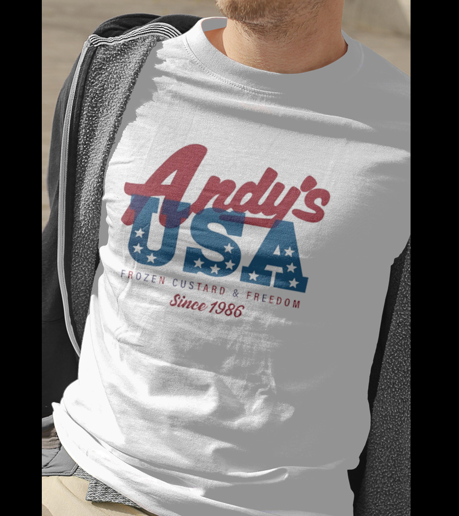 Andy's USA Frozen Custard And Freedom Patriotic Stars Since 1986 T-Shirt