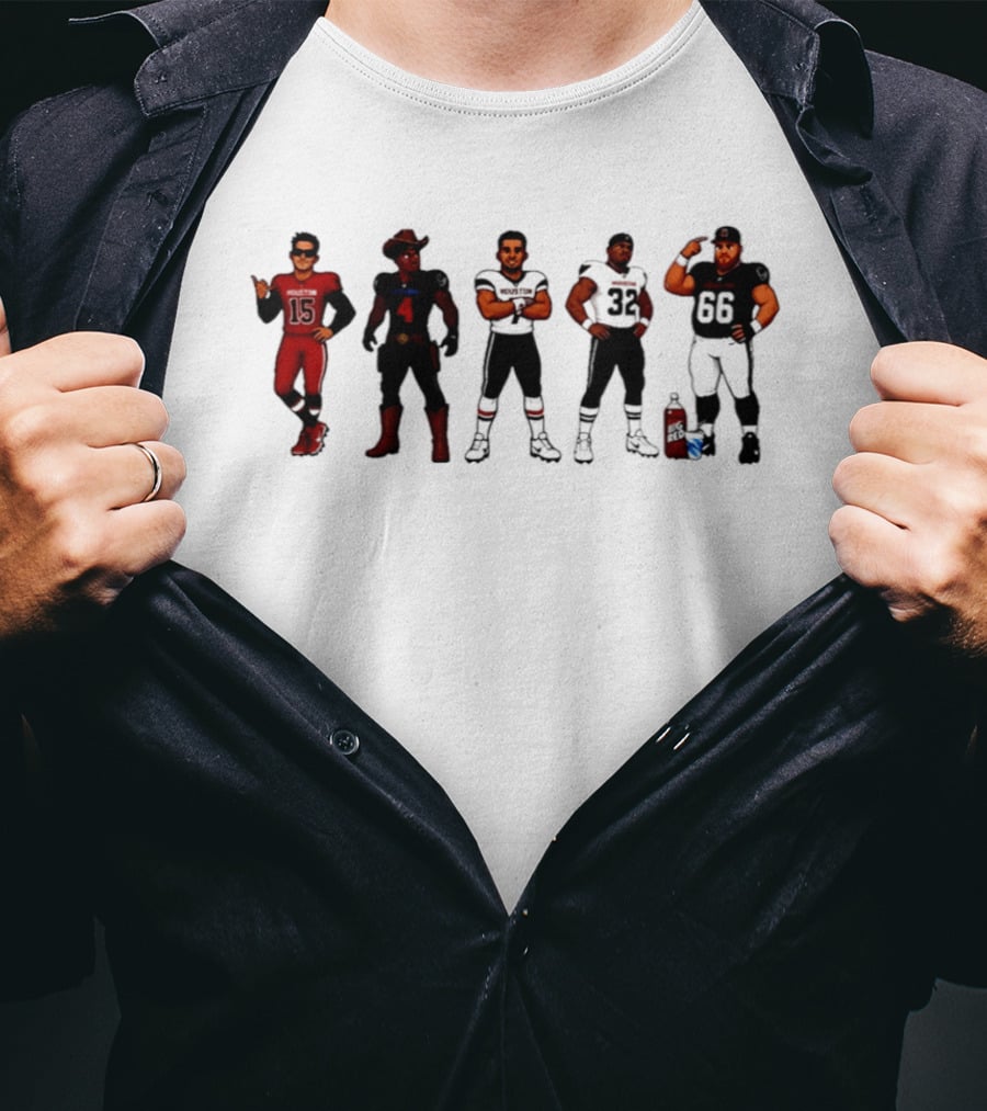 Houston Texans Football Players In 8 Bit Style Gaming T-Shirt