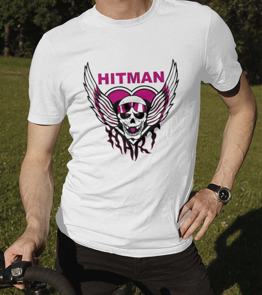Bret The Hitman Hart Skull Wings Pink Heart T-Shirt