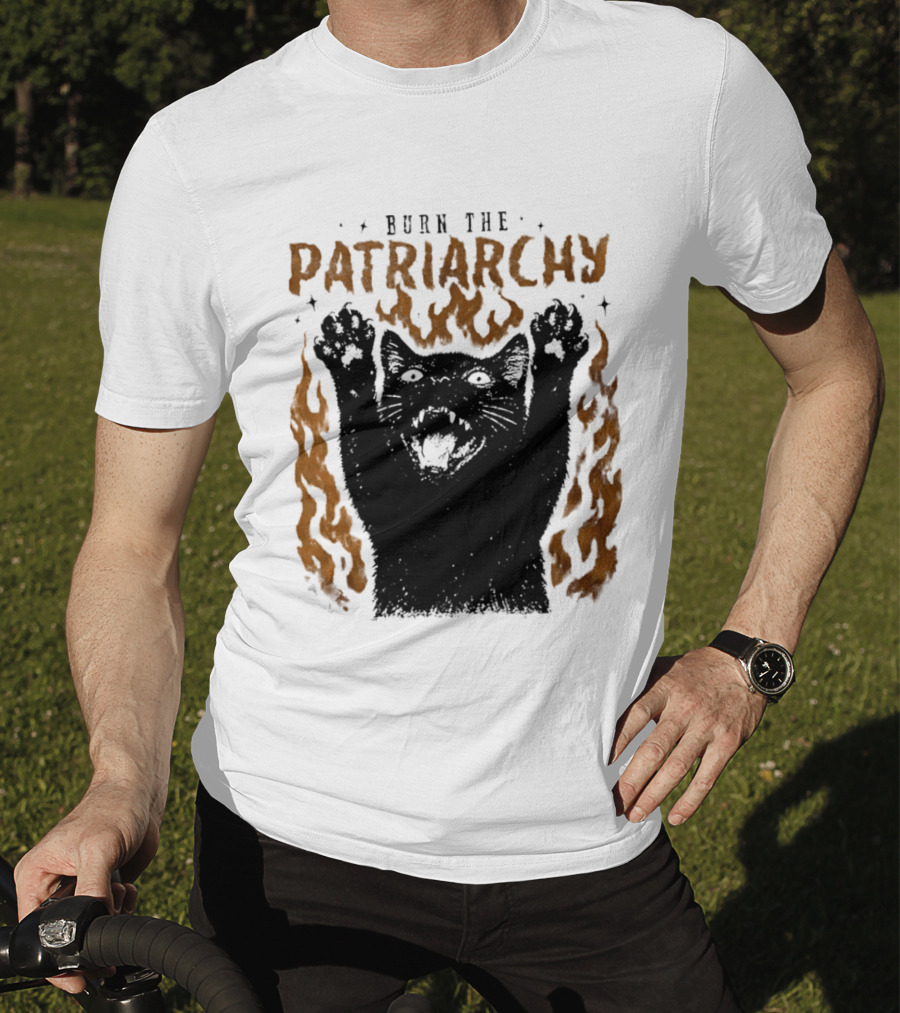 Burn The Patriarchy Feminism Cat Empowerment T-Shirt