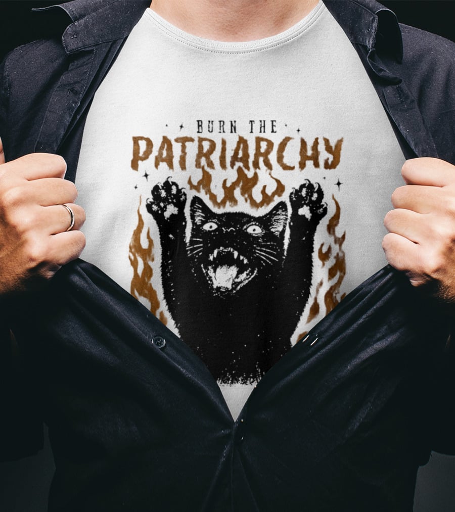 Burn The Patriarchy Feminism Cat Empowerment T-Shirt