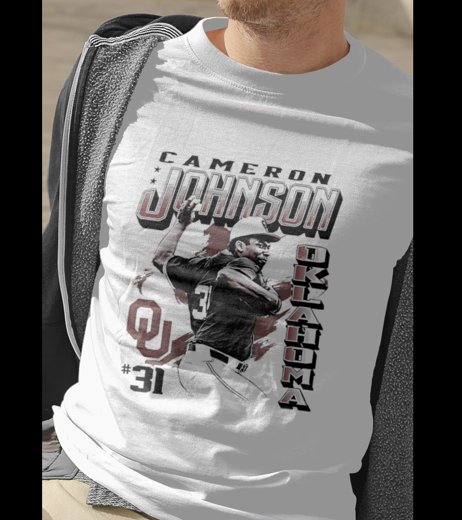 Cameron Johnson 31 Oklahoma Sooners Pitcher OU Baseball T-Shirt