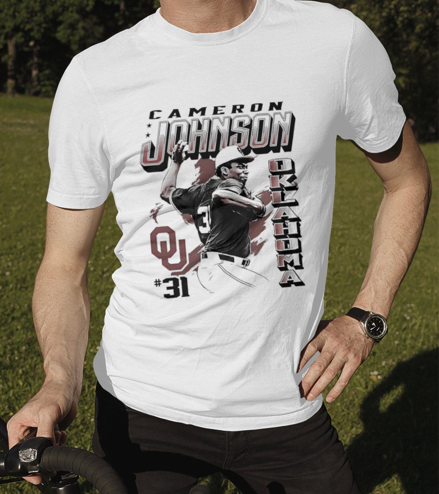Cameron Johnson 31 Oklahoma Sooners Pitcher OU Baseball T-Shirt