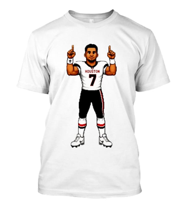 CJ Stroud Houston Texans The Field General 8 Bit Games Houston 7 T-Shirt