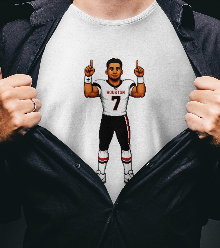 CJ Stroud Houston Texans The Field General 8 Bit Games Houston 7 T-Shirt